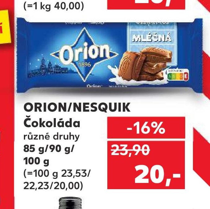 Orion/Nesquik čokoláda