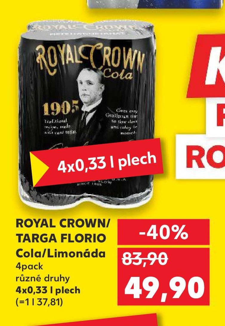 ROYAL CROWN/TARGA FLORIO Cola/Limonáda 4pack 4x0,33 l