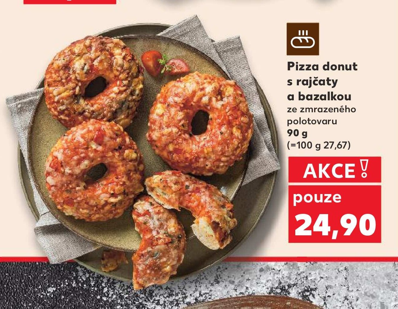 Pizza donut s rajčaty a bazalkou