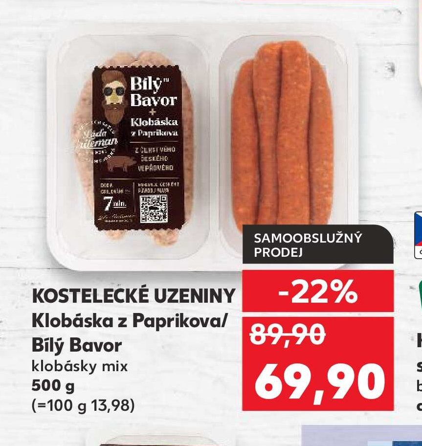 Kostelecké uzeniny Klobáska z Paprikova/Bílý Bavor