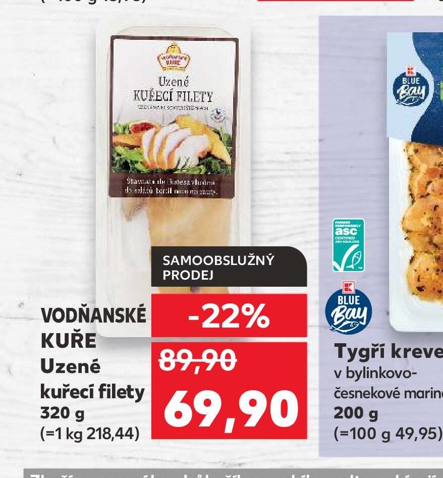 Vodňanské kuře Uzené kuřecí filety 320 g