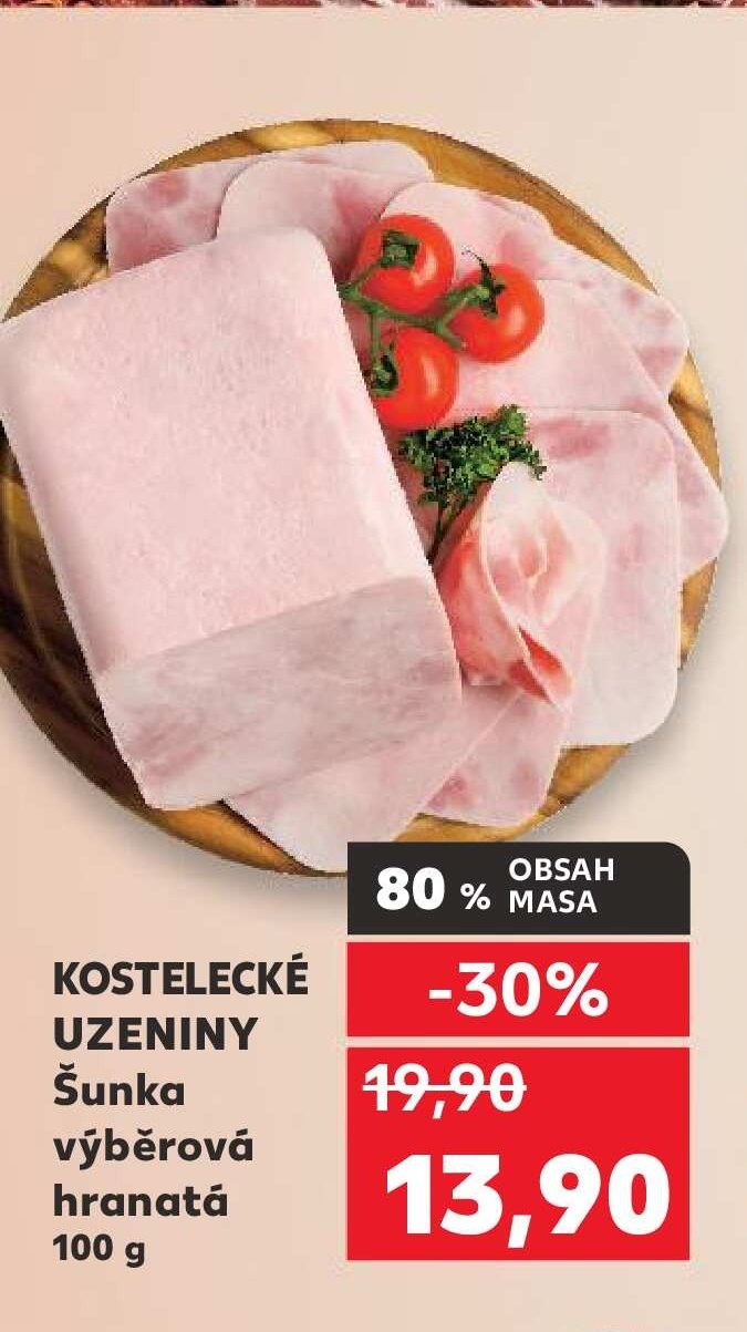KOSTELECKÉ UZENINY Šunka výběrová hranatá 100 g