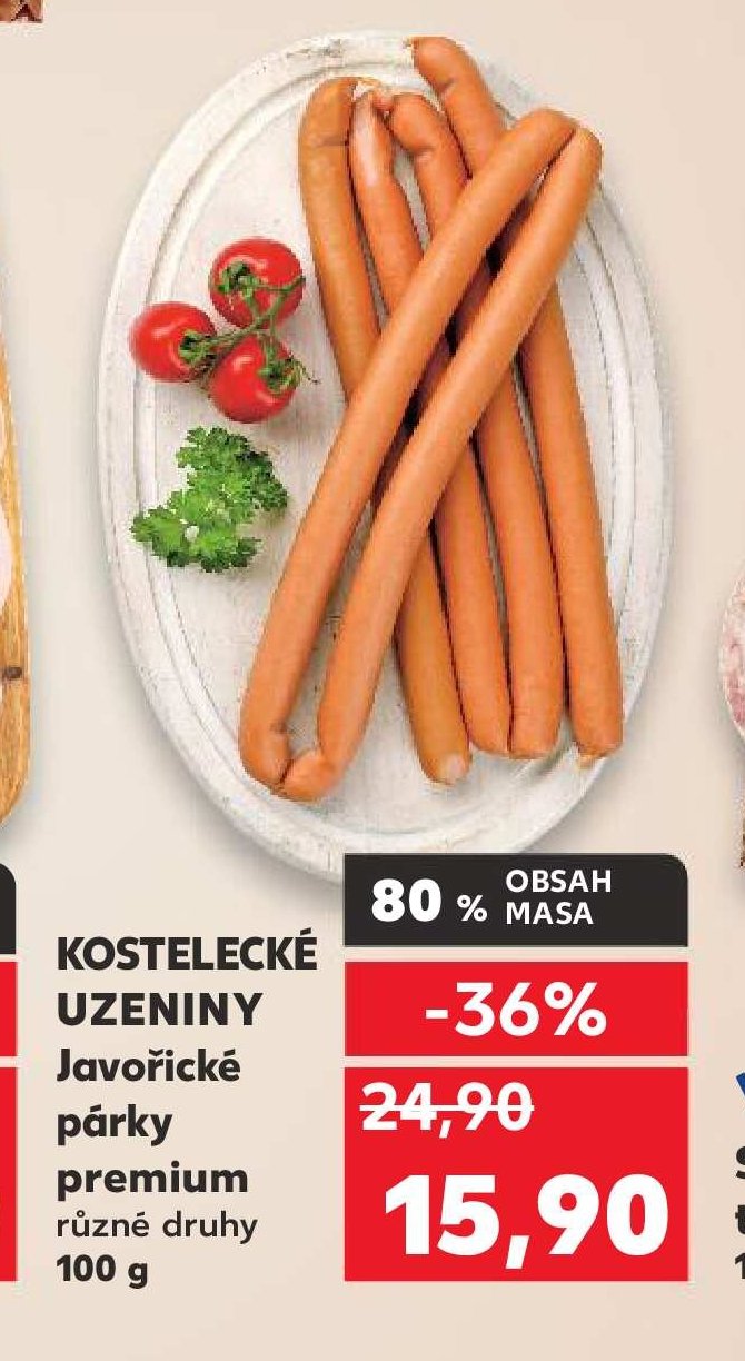 KOSTELECKÉ UZENINY Javořické párky premium různé druhy 100 g