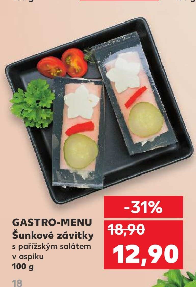 GASTRO-MENU Šunkové závitky s pařížským salátem v aspiku 100 g