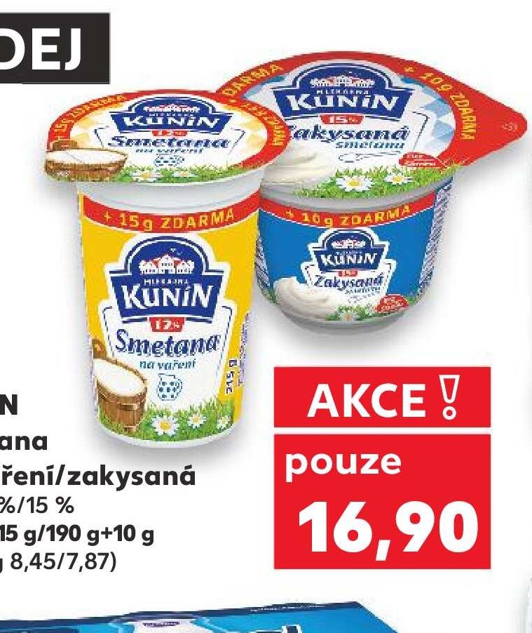 KUNÍN Smetana na vaření/zakysaná 200 g