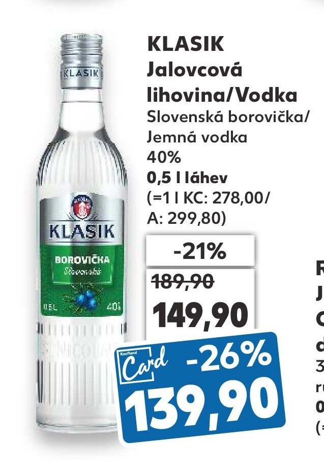 KLASIK Jalovcová lihovina/Vodka