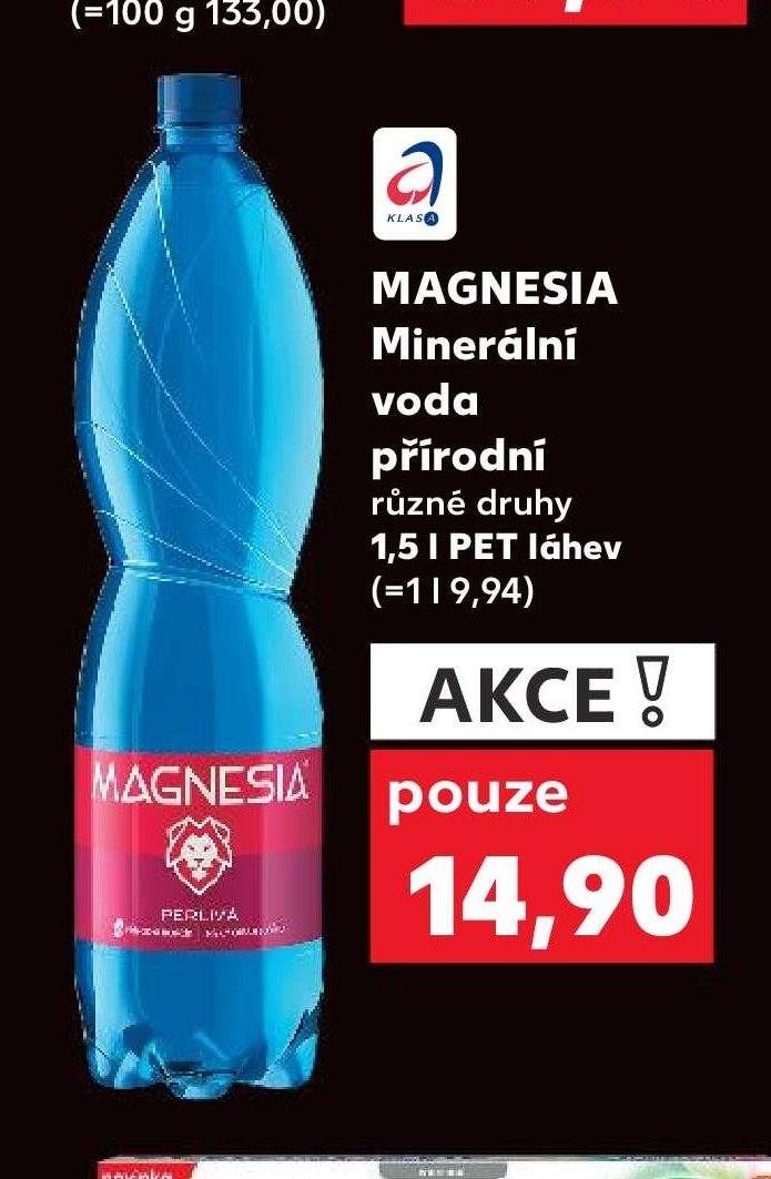MAGNESIA Minerální voda přírodní různé druhy 1,5 l