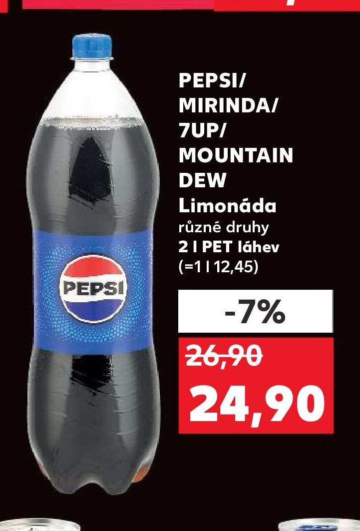 PEPSI/ MIRINDA/ 7UP/ MOUNTAIN DEW Limonáda různé druhy 2 l