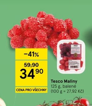 Tesco Maliny 125 g, balené