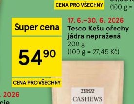 Tesco Kešu ořechy 200 g