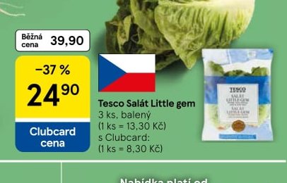 Tesco Salát Little gem 3 ks, balený