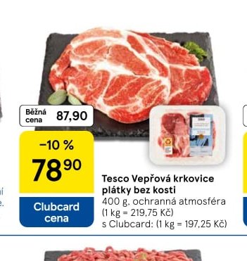 Tesco Vepřová krkovice plátky bez kosti