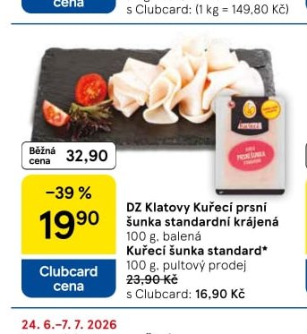 DZ Klatovy Kuřecí prsní šunka standard