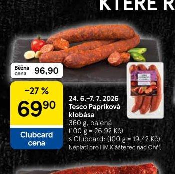 Tesco Papriková klobása