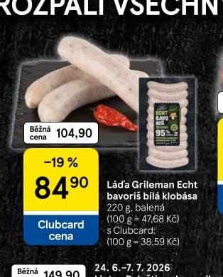 Láďa Grileman Echt bavoriš bílá klobása