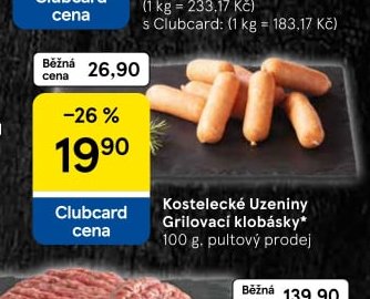 Kostelecké Uzeniny Grilovací klobásky