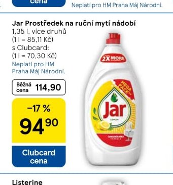 Jar Prostředek na ruční mytí nádobí