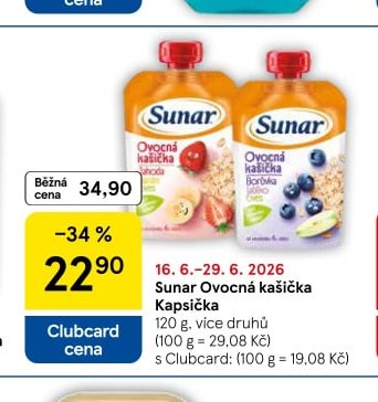 Sunar Ovocná kašička Kapsička