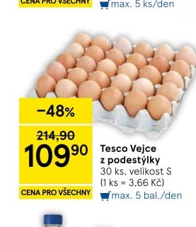 Tesco Vejce z podestýlky 30 ks, velikost S