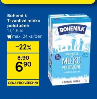 Bohemilk Trvanlivé mléko polotučné 1 l
