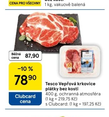 Tesco Vepřová krkovice plátky bez kosti