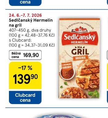 Sedlčanský Hermelín na gril