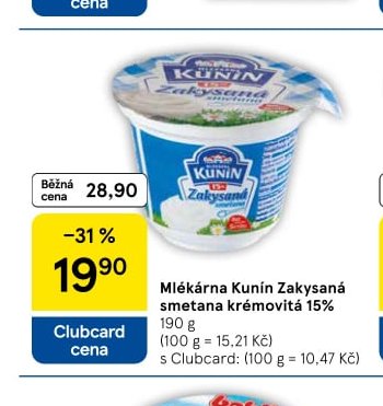Mlékárna Kunín Zakysaná smetana krémovitá 15%