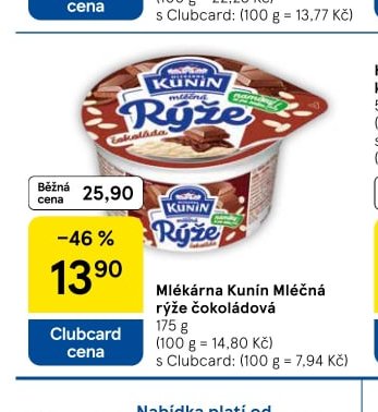Mlékárna Kunín Mléčná rýže čokoládová