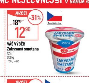 VÁŠ VÝBĚR Zakysaná smetana 15%