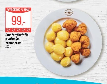 Smažený květák s vařenými bramborami