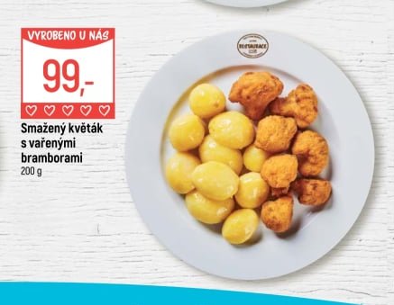 Smažený květák s vařenými bramborami
