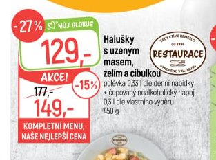 Halušky s uzeným masem, zelím a cibulkou