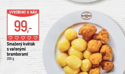 Smažený květák s vařenými bramborami