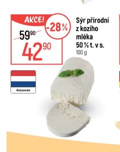 Sýr přírodní z kozího mléka 50% t. v s.
