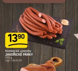 Kostlecké uzeniny JAVOŘICKÉ PÁRKY