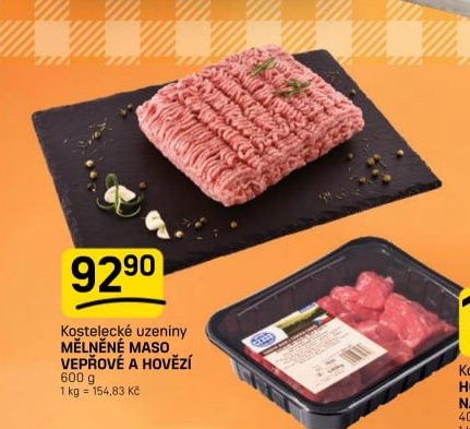 Kostelecké uzeniny MĚLNĚNÉ MASO VEPŘOVÉ A HOVĚZÍ