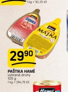 PAŠTIKA HAMÉ vybrané druhy