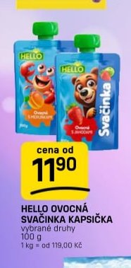 Hello ovocná svačinka kapsička vybrané druhy 100 g