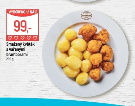 Smažený květák s vařenými bramborami