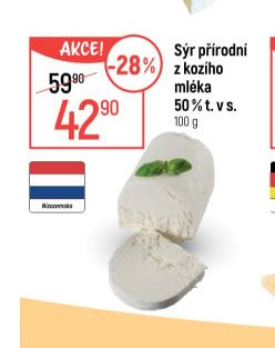 Sýr přírodní z kozího mléka 50% t. v s.