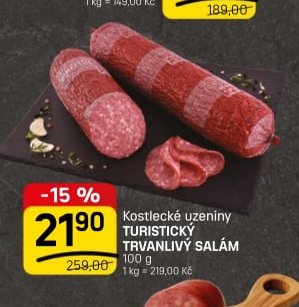 Kostlecké uzeniny TURISTICKÝ TRVANLIVÝ SALÁM