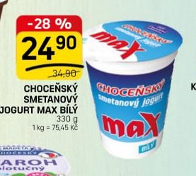 CHOCEŇSKÝ SMETANOVÝ JOGURT MAX BÍLÝ