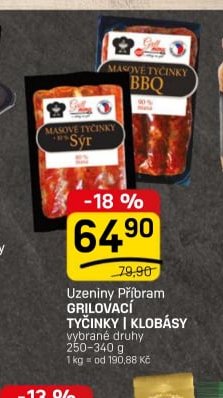 Uzeniny Příbram Grilovací tyčinky i klobásy