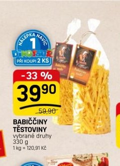 BABIČČINY TĚSTOVINY 330 g