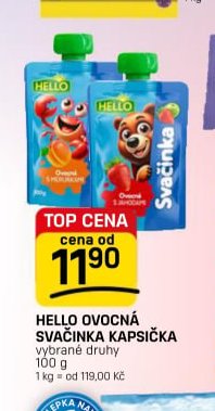 Hello ovocná svačinka kapsička vybrané druhy 100 g
