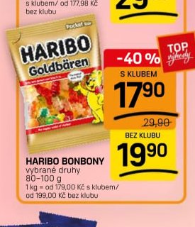Haribo bonbony vybrané druhy 80-100 g