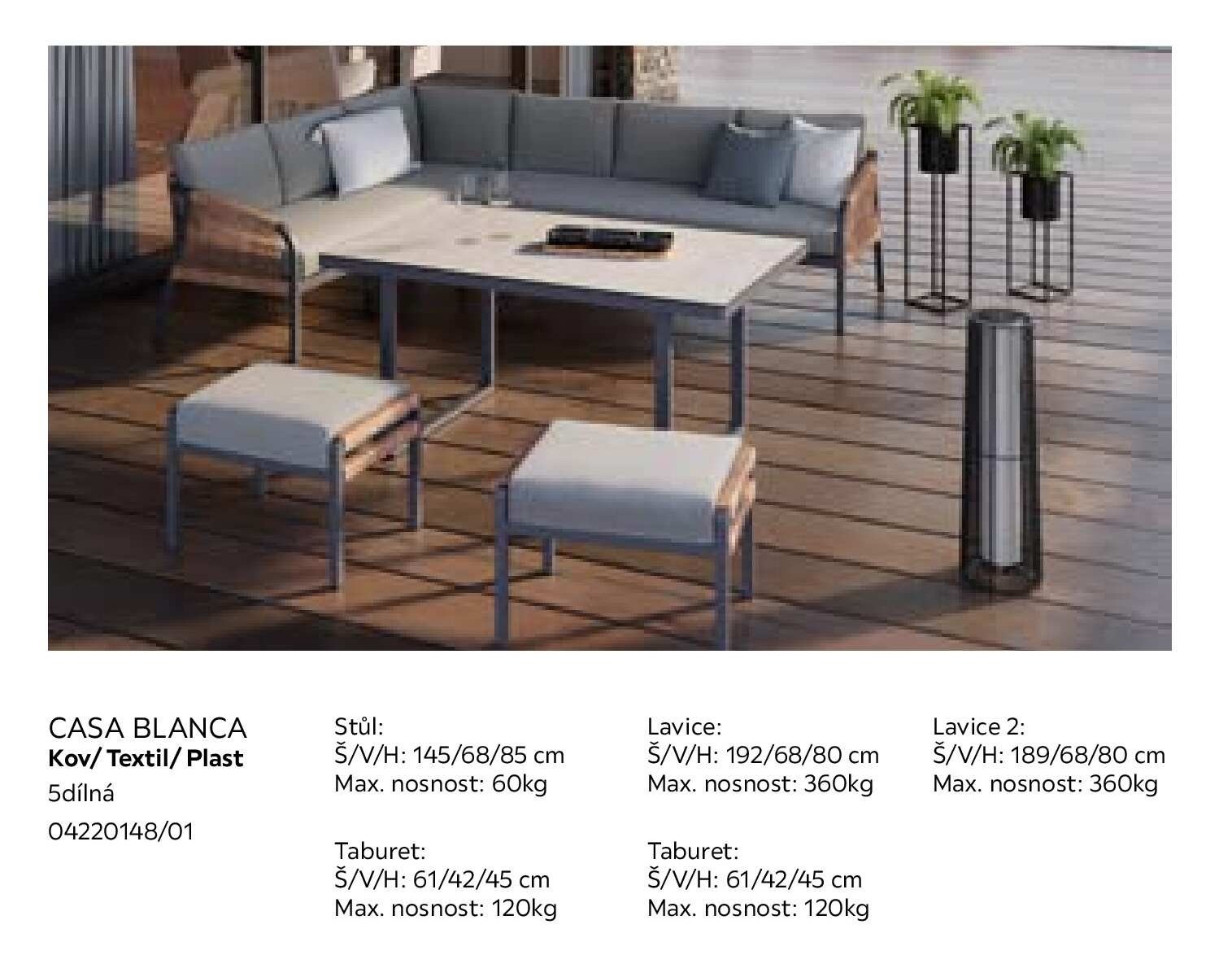 CASA BLANCA Kov/ Textil/ Plast 5dílná