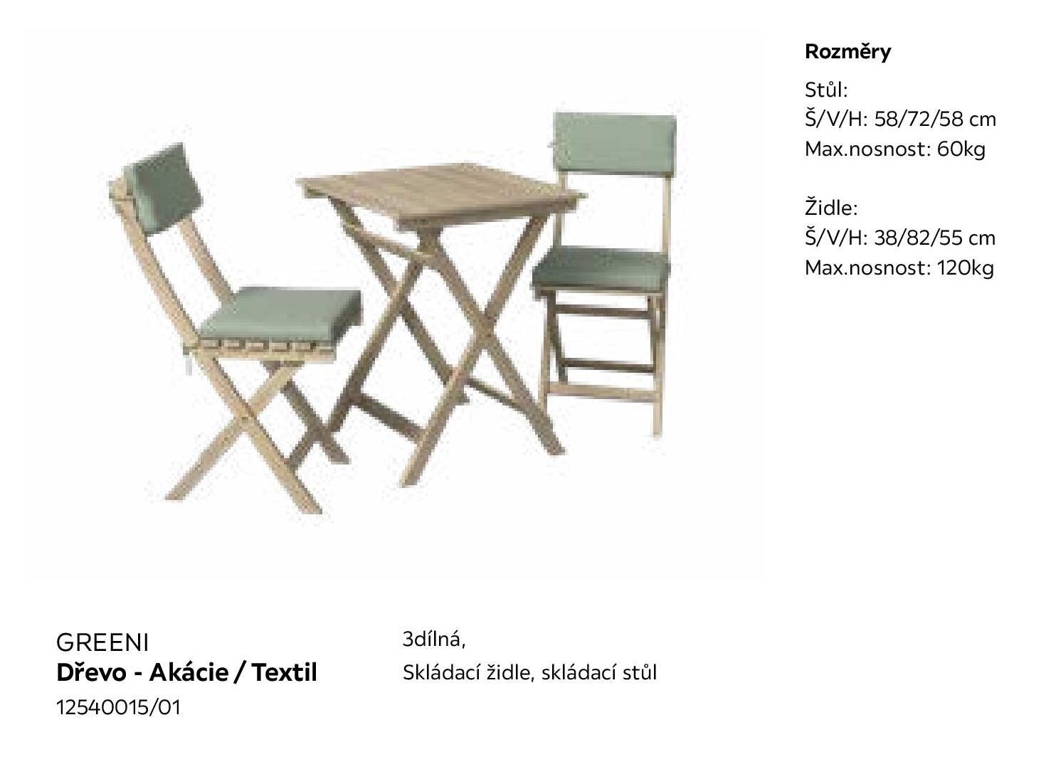 GREENI Dřevo - Akácie / Textil
