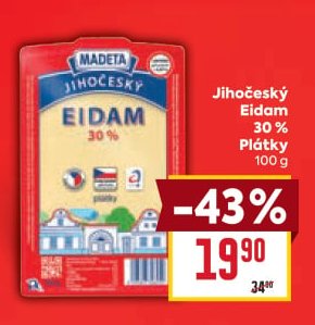 Jihočeský Eidam 30% Plátky