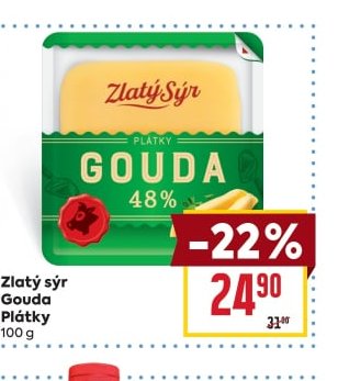 Zlatý sýr Gouda plátky